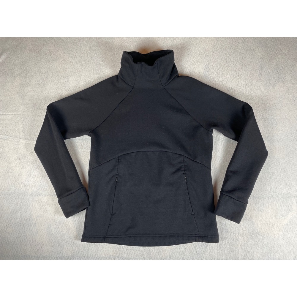 Athleta Womens Funnel Neck Sweatshirt Fleece Black Zip Pockets Neck‎ XS